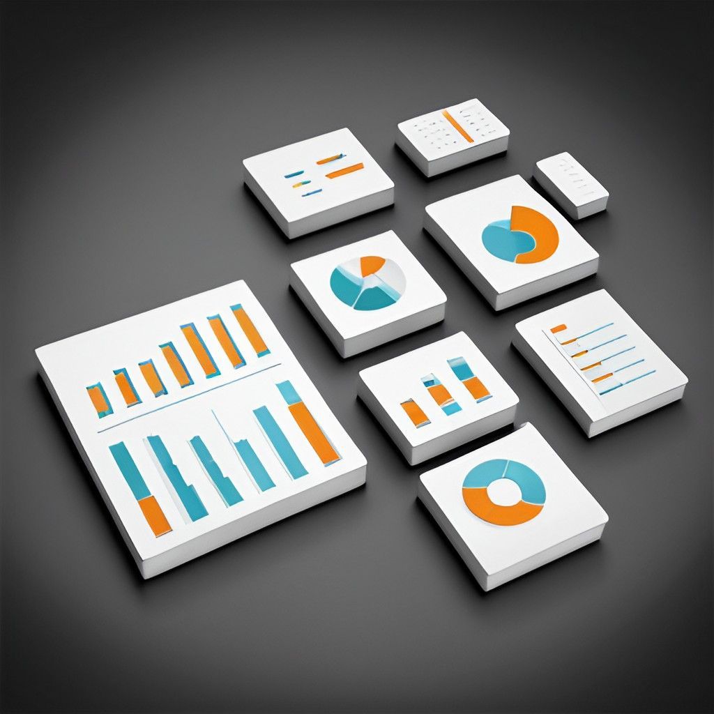 a bunch of papers with graphs on them on a black background