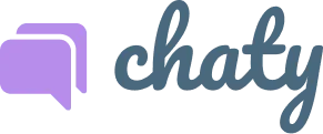 A logo for chaty with a purple speech bubble