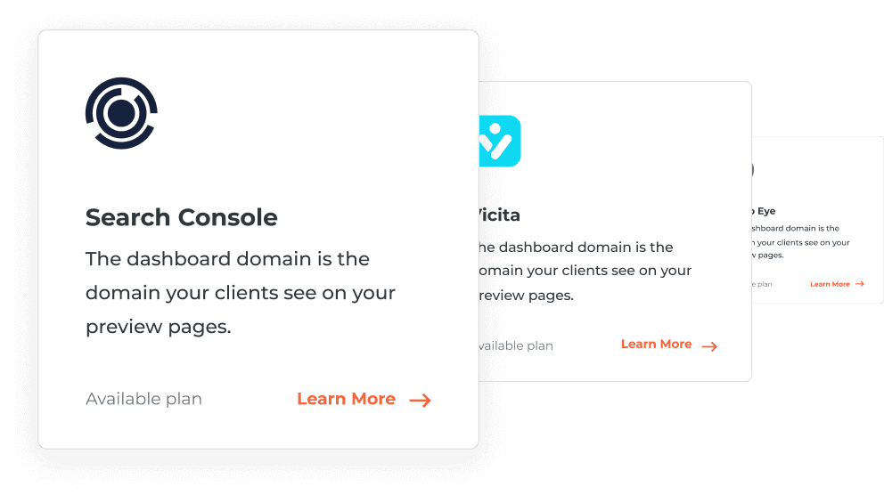 a screenshot of a search console that says the dashboard domain is the domain your clients see on your preview pages