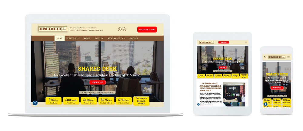 A website is displayed on a laptop , tablet , and cell phone.
