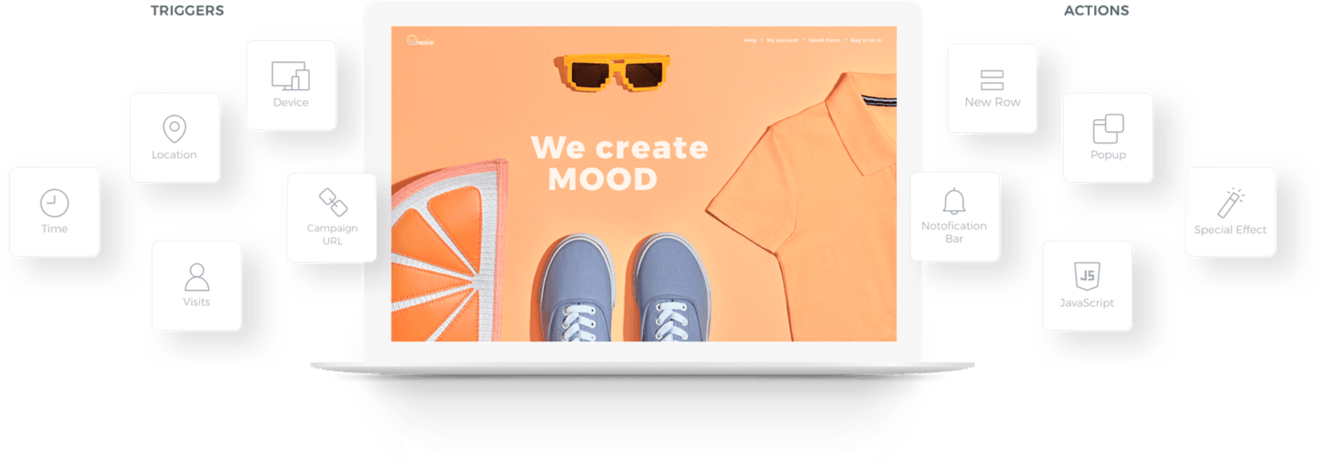 a laptop is open to a page that says we create mood