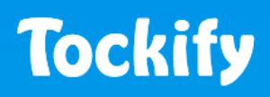 a blue background with the word tockify in white letters