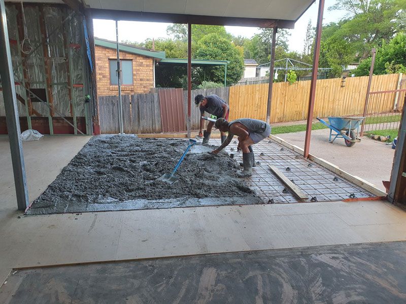 Construction Workers Mixing Cement — Kareela Constructions In Tamworth, NSW