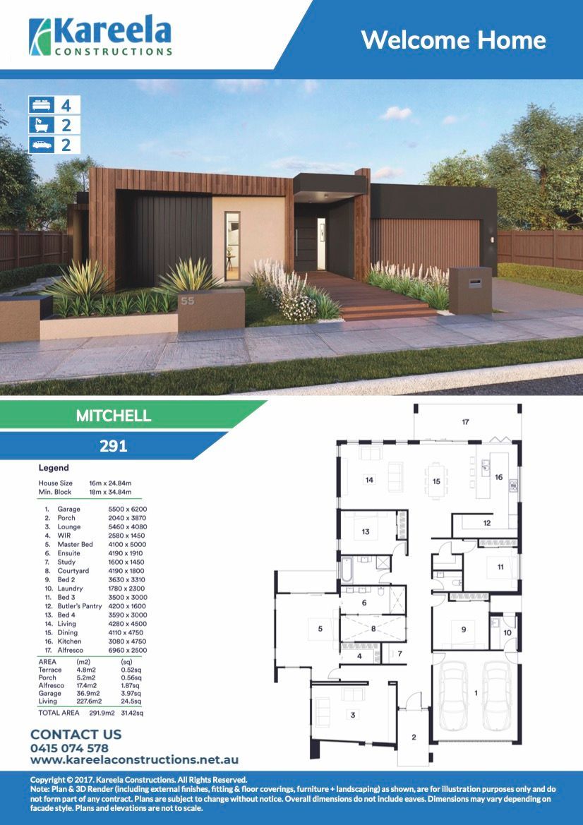 A Floor Plan and Details for a Modern House — Kareela Constructions In Hillvue, NSW