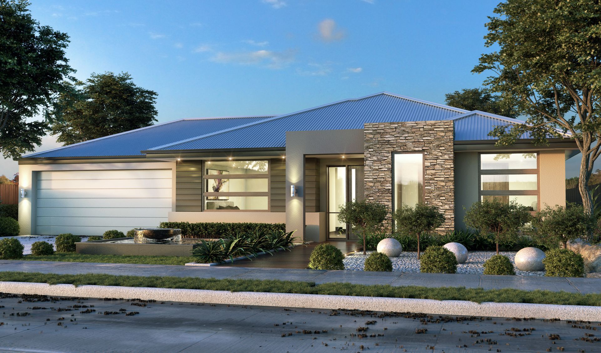 An Artist 's Impression of a House With a Blue Roof — Kareela Constructions In Hillvue, NSW
