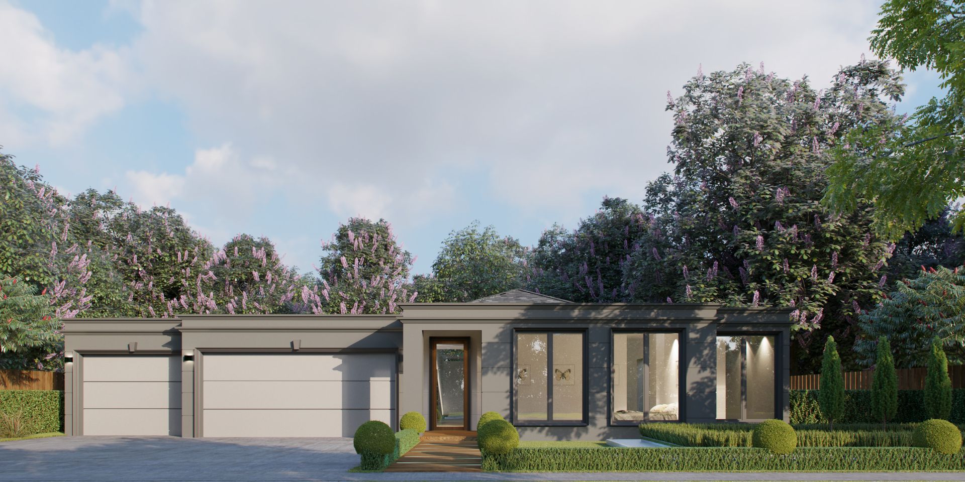 An Artist 's Impression of a Modern House With a Garage and Trees in the Background — Kareela Constructions In Hillvue, NSW