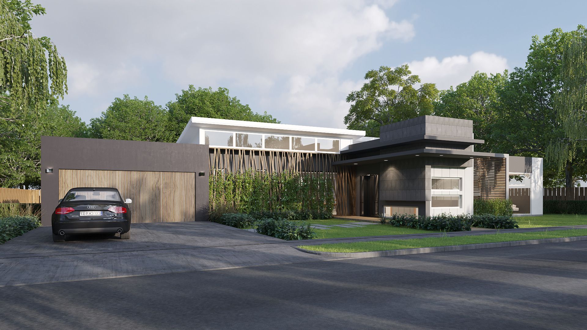 A Car is Parked in Front of a Modern House — Kareela Constructions In Hillvue, NSW