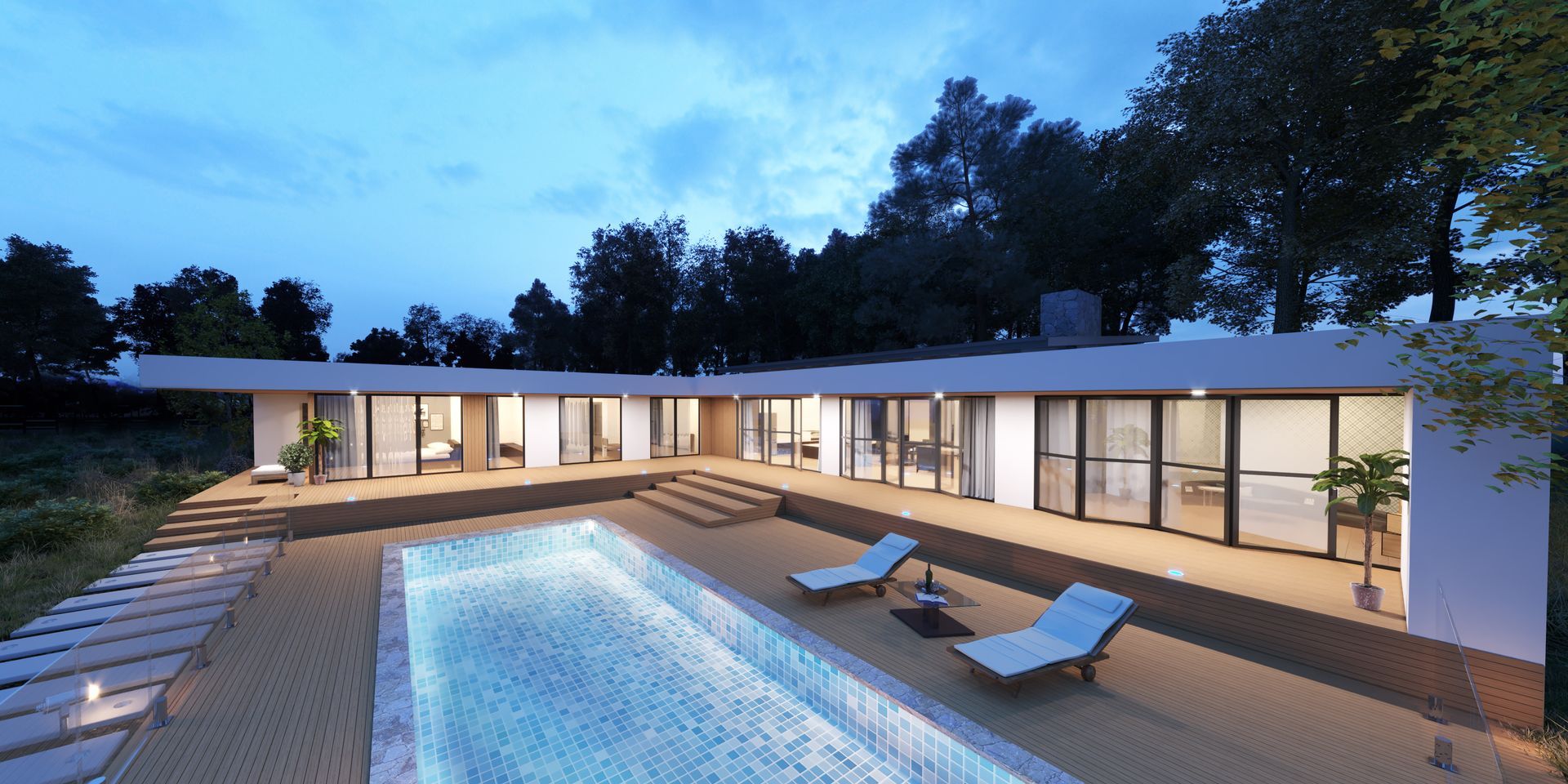 A Large House With a Swimming Pool in Front of It — Kareela Constructions In Hillvue, NSW