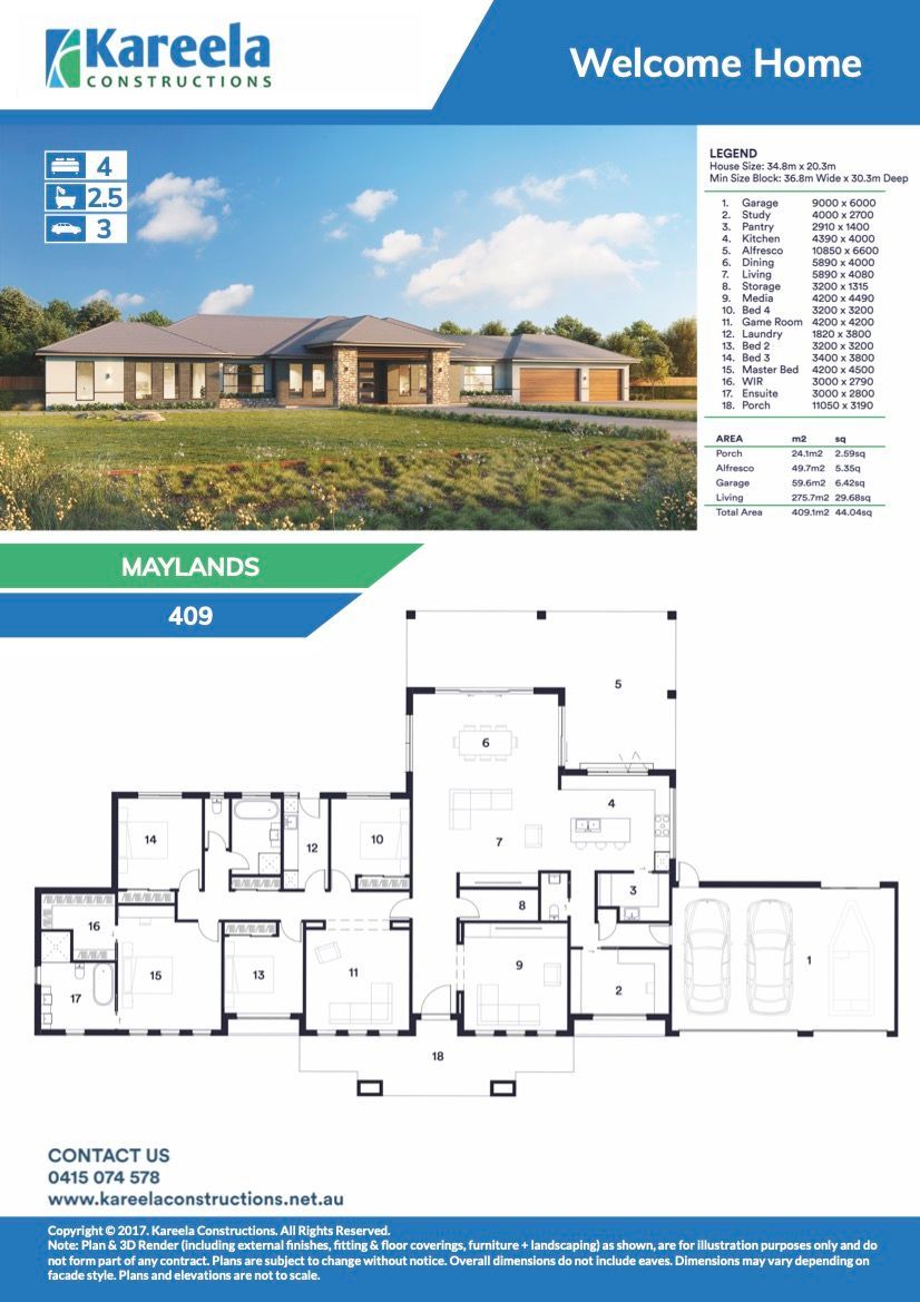 A Brochure for a House With a Picture of a House and a Floor Plan — Kareela Constructions In Hillvue, NSW