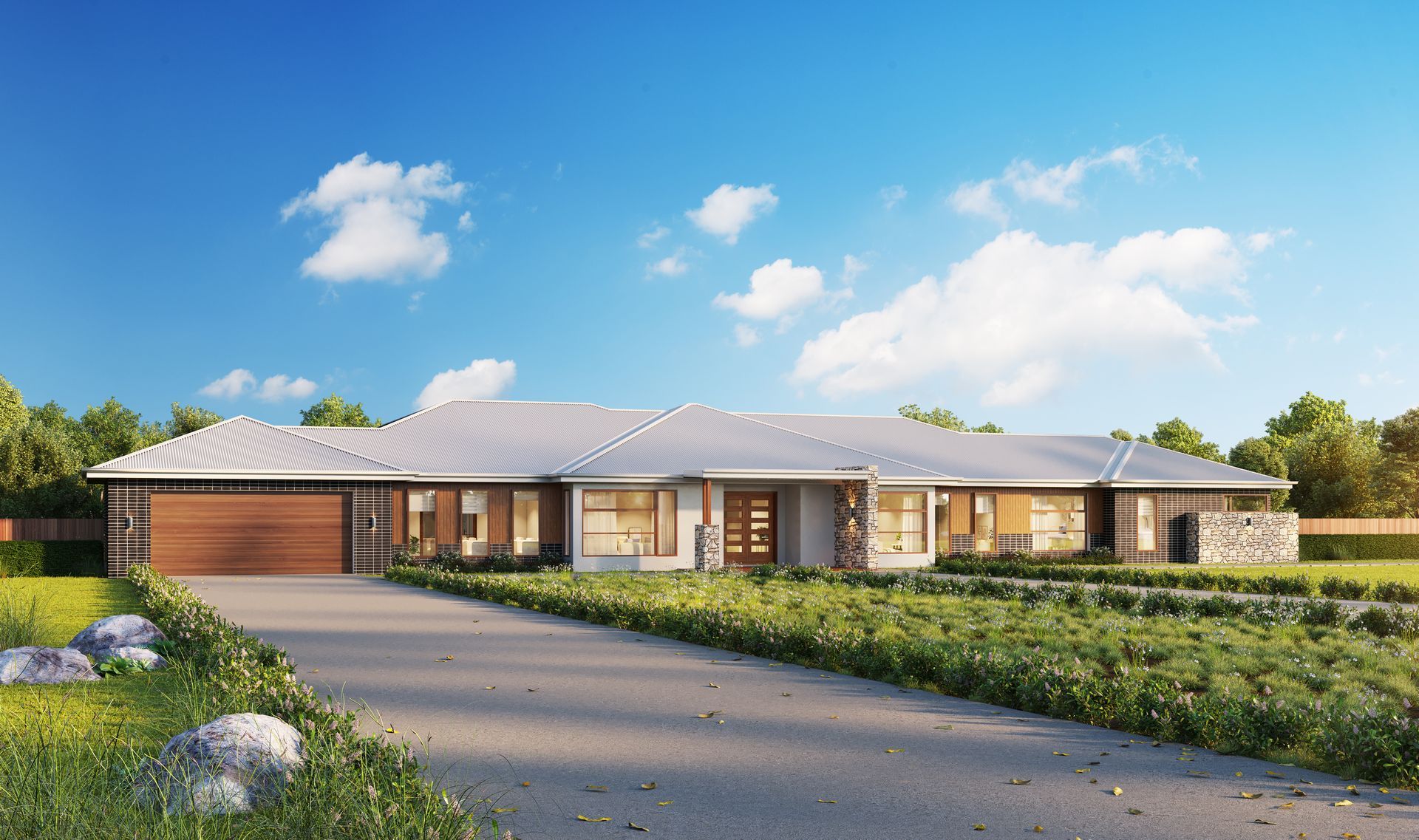 An Artist 's Impression of a House With a Large Garage — Kareela Constructions In Hillvue, NSW