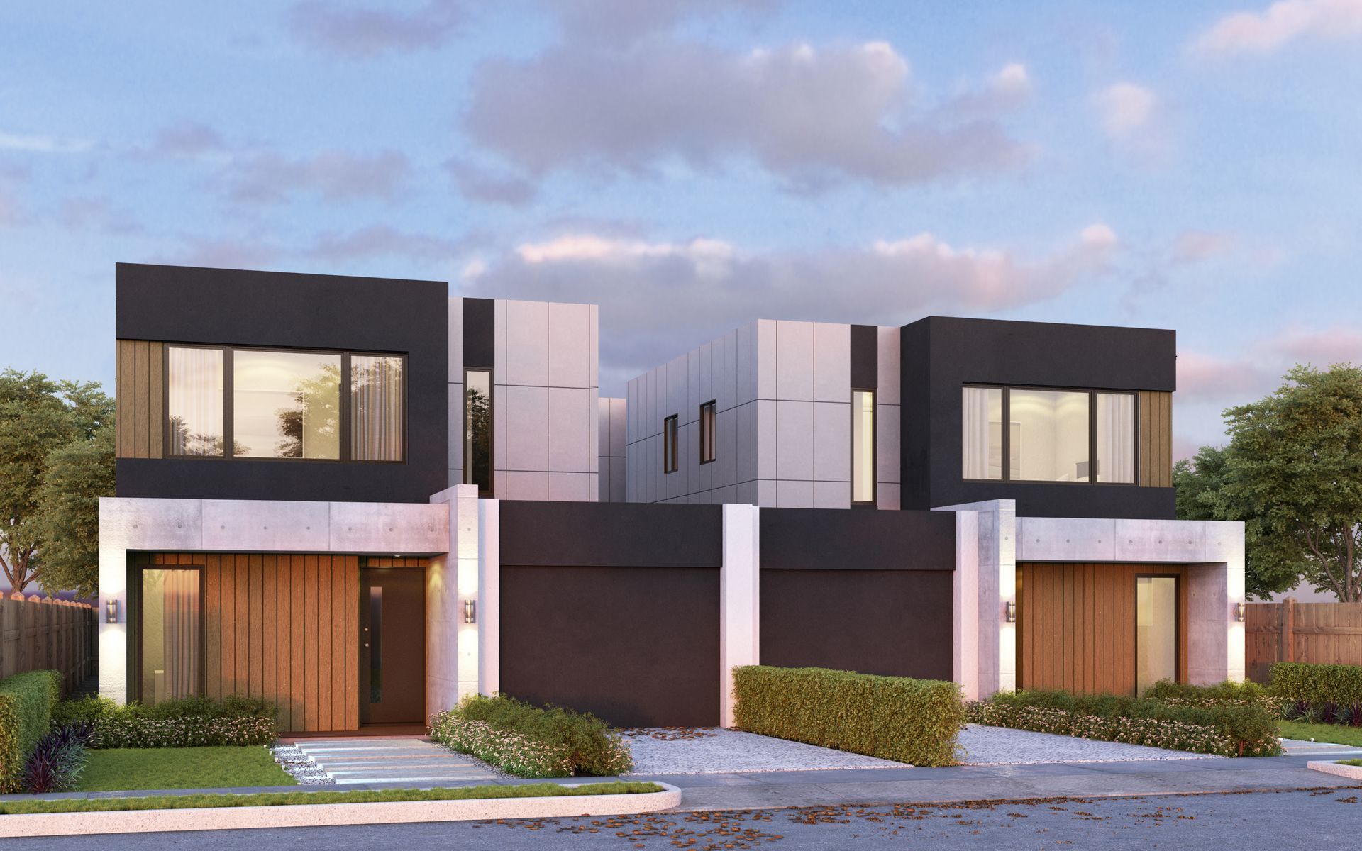 An Artist 's Impression of a Modern House With Two Garages — Kareela Constructions In Hillvue, NSW