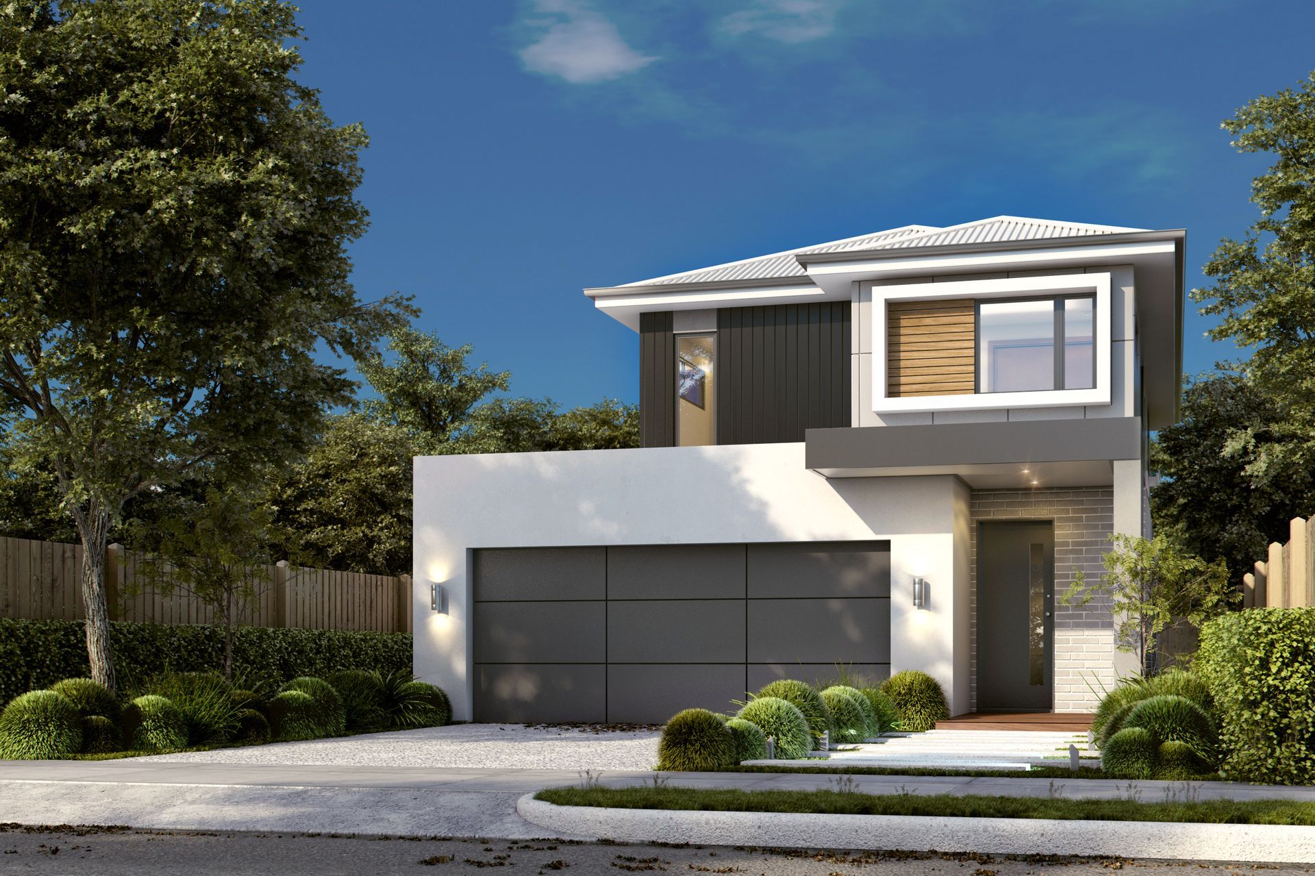 An Artist 's Impression of a Modern House With a Large Garage — Kareela Constructions In Hillvue, NSW