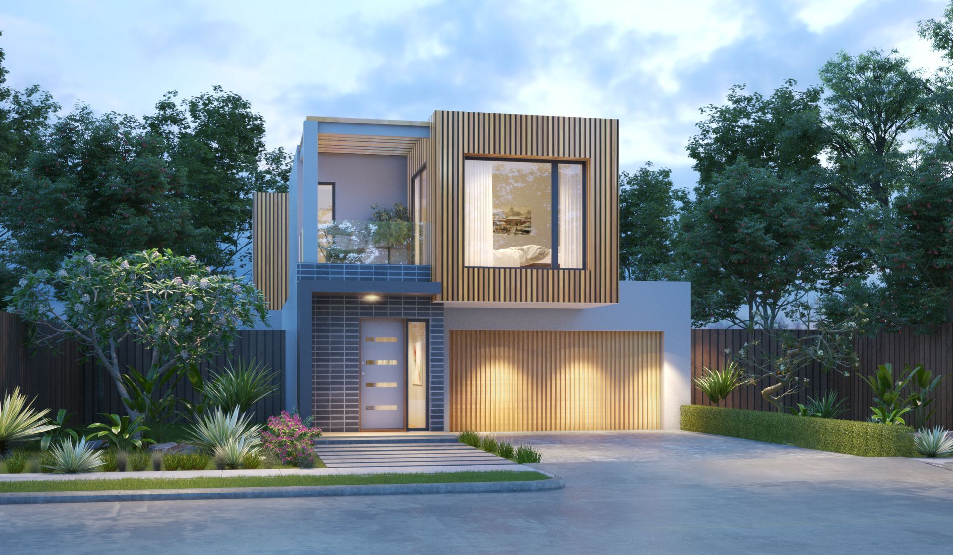 An Artist 's Impression of a Modern House With a Large Garage — Kareela Constructions In Hillvue, NSW
