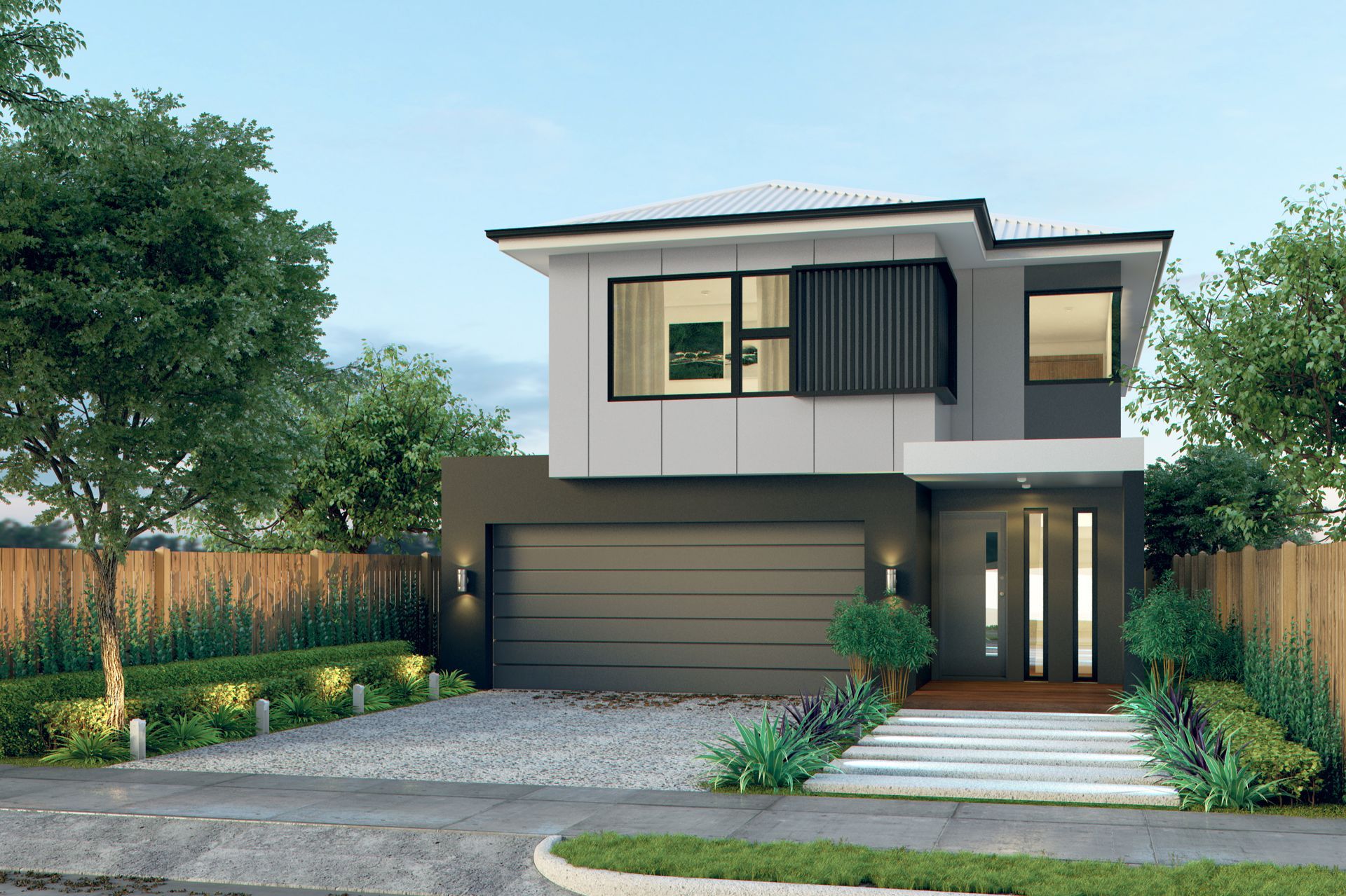An Artist 's Impression of a Modern House With a Large Garage — Kareela Constructions In Hillvue, NSW