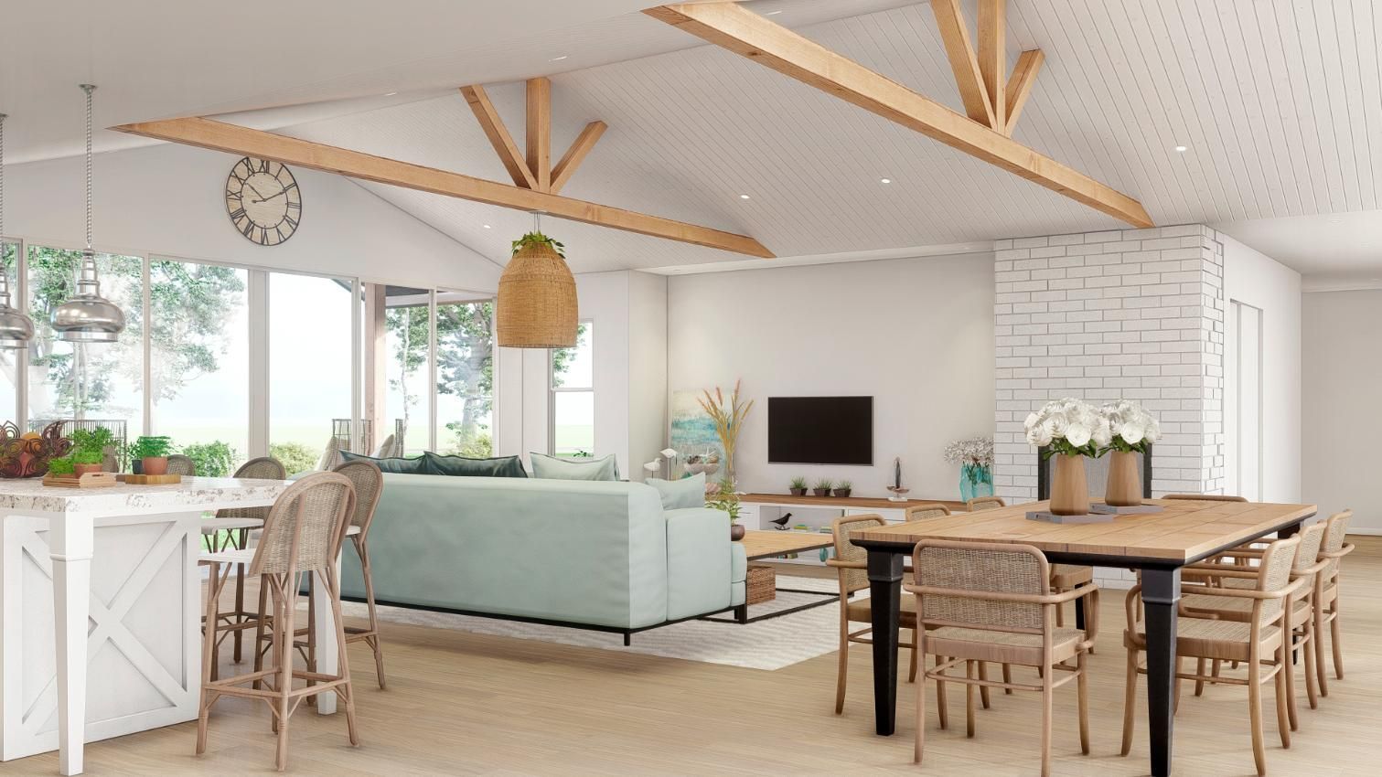 A Living Room and Dining Room in a House — Kareela Constructions In Tamworth, NSW