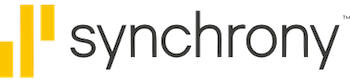 The logo for synchrony is yellow and black on a white background.
