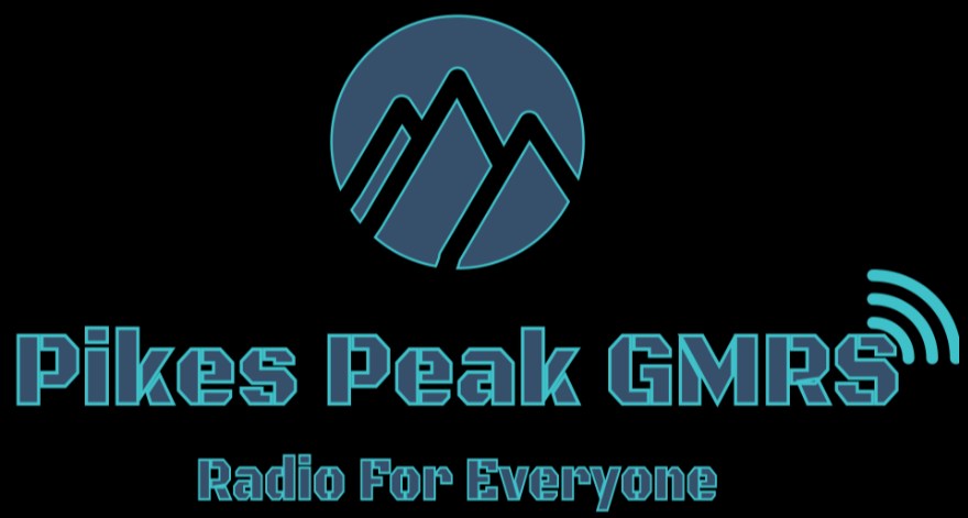 A logo for pikes peak gmrs radio for everyone