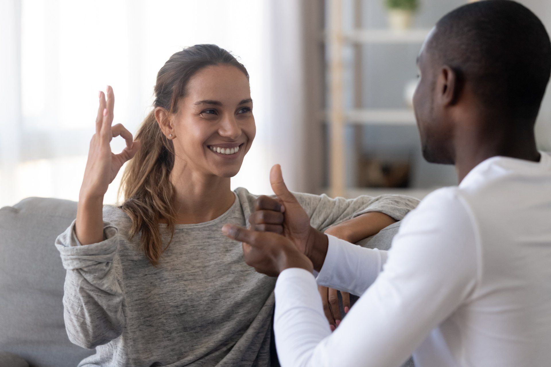 Couple talking in ASL