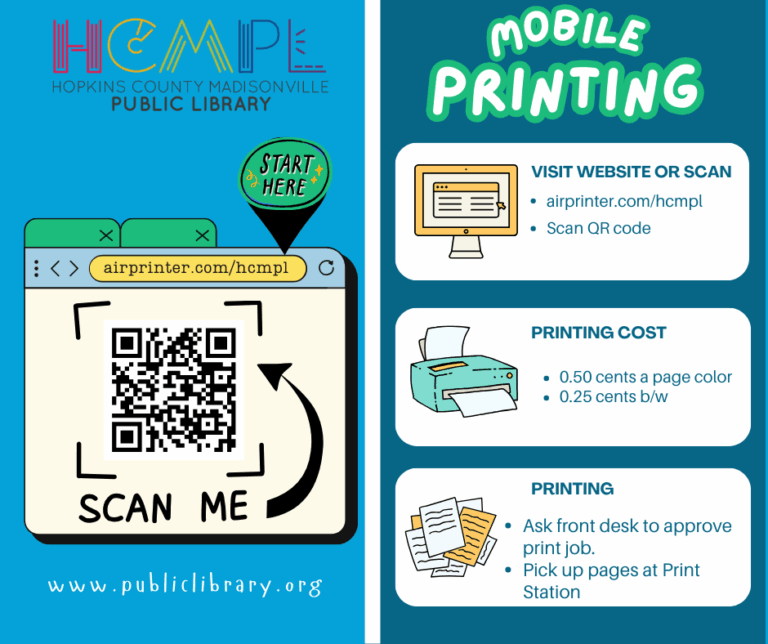 Mobile printing station at the library