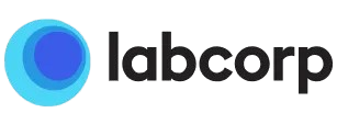 Labcorp logo with blue circular icon and black wordmark
