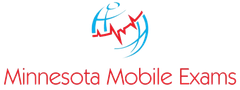 Minnesota Mobile Exams logo with blue globe and red heartbeat line above red text