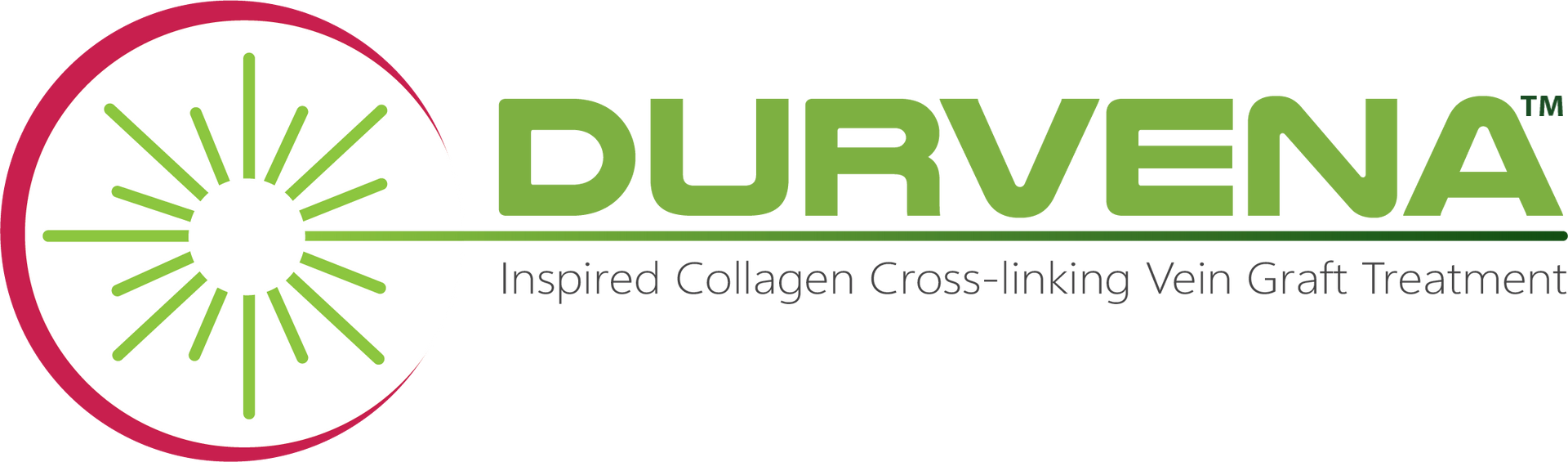 A green and red logo for durvena with a sun in the middle