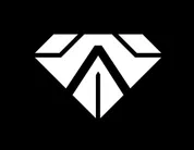 White diamond-shaped logo with a stylized 