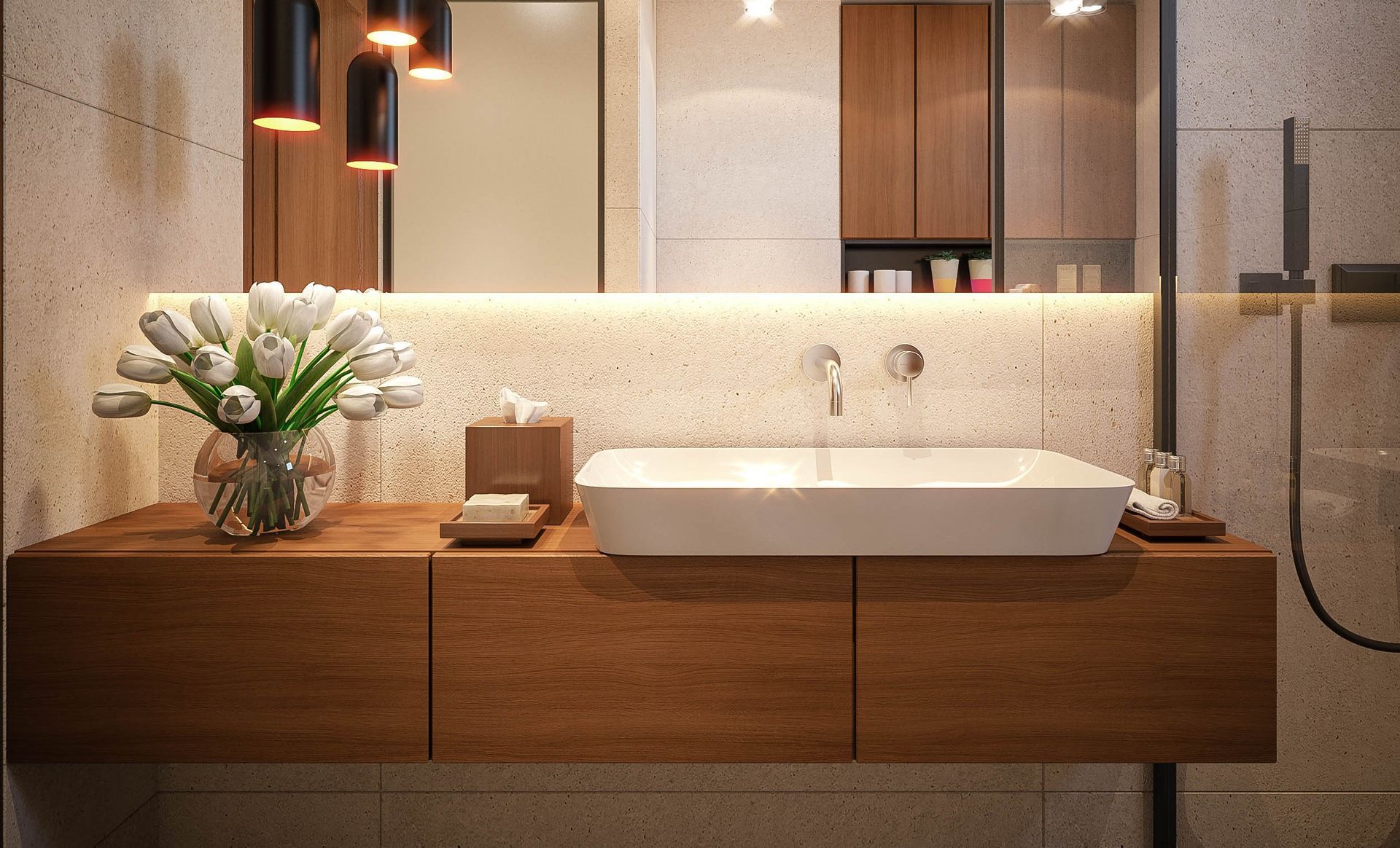 Elegant bathroom with flowers - Mendon, MA | American Bath Works Elegant bathroom with flowers - Mendon, MA | American Bath Works