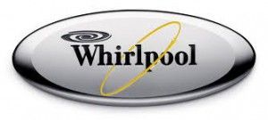 A close up of a whirlpool logo on a white background.