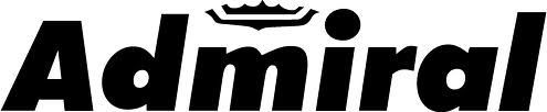 A black and white logo for admiral with a crown on it.