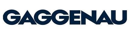 The logo for gaggenau is blue and white on a white background.