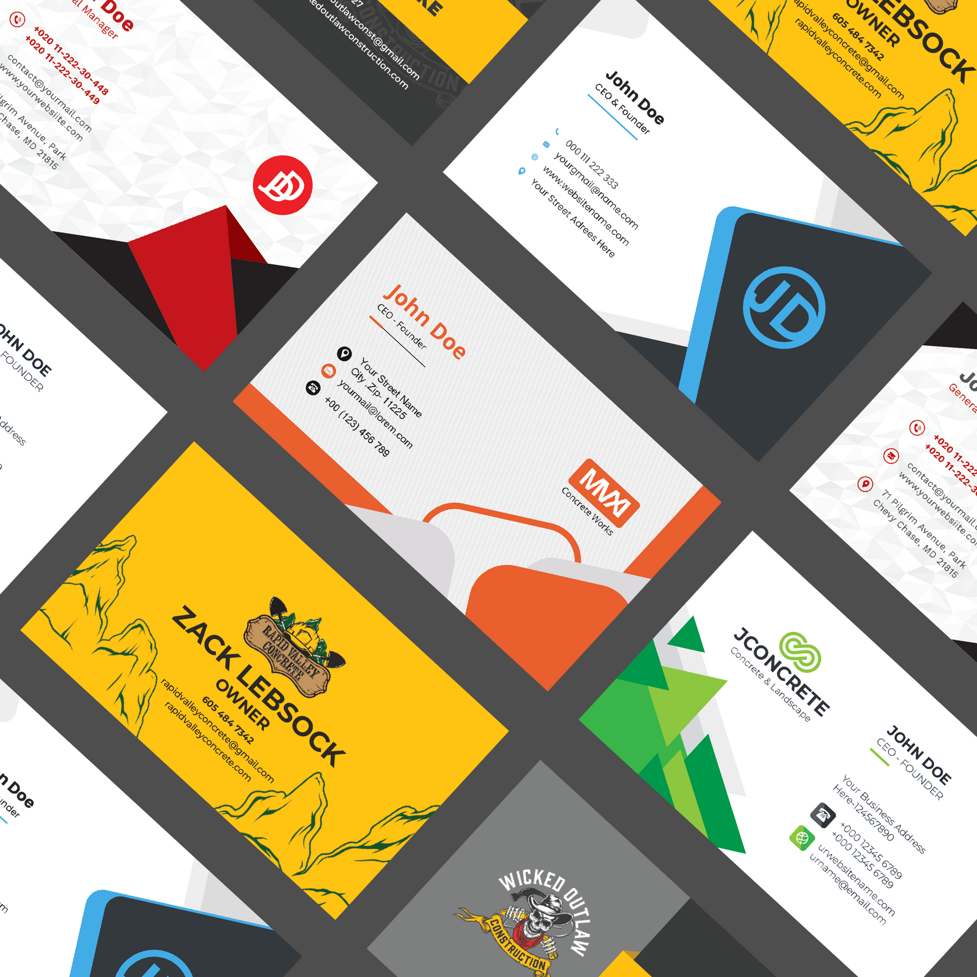 A collection of business cards including one for zack lebsock