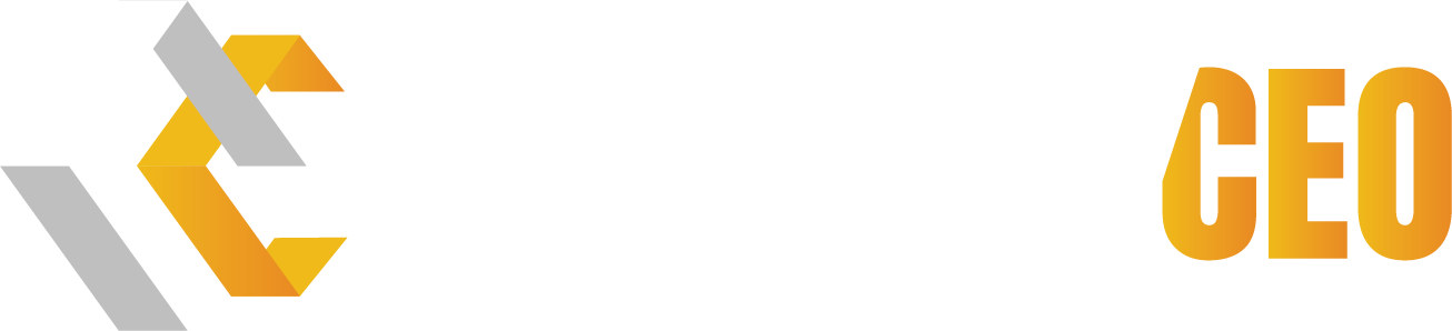 A yellow and white logo on a white background.