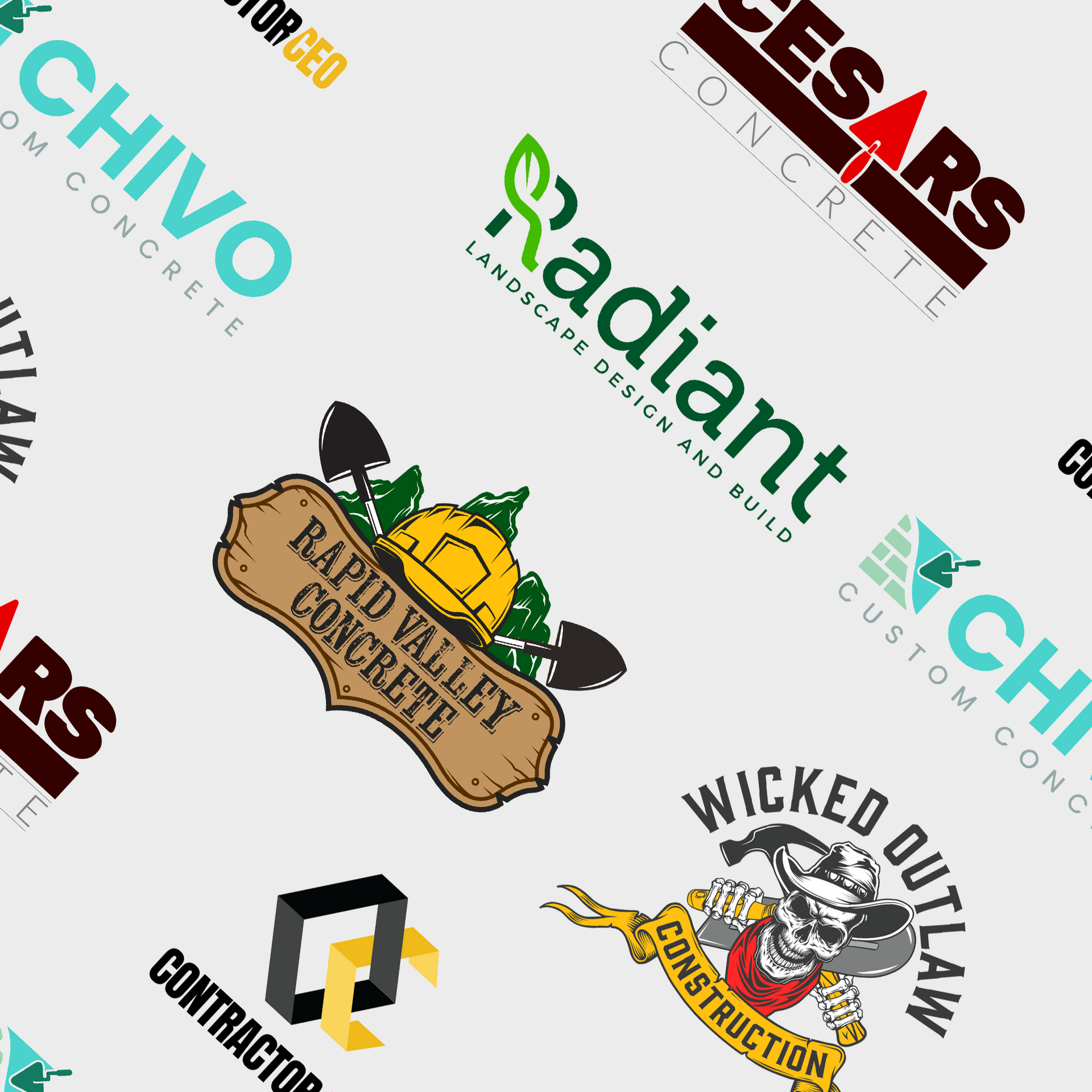 A bunch of logos including rapid valley concrete and wicked outlaw