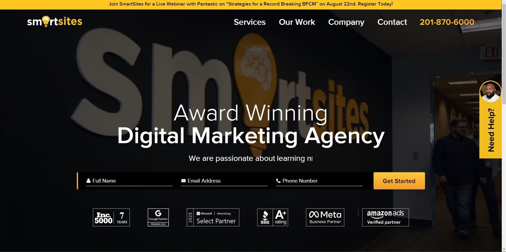 A screenshot of a digital marketing agency website