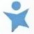 A light blue abstract icon representing a person with a circular head and a star-shaped body.