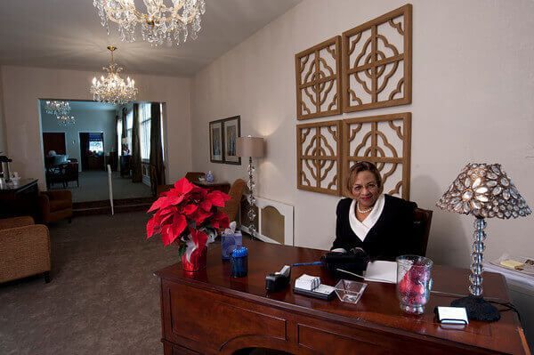 reception desk with Shirlea to help you