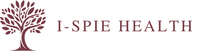 I-Spie Health logo with a maroon tree icon and text on a white background