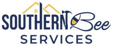 Southern Bee Services logo in navy and gold with stylized house and bee icon