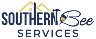 Southern Bee Services logo in navy and gold with stylized house and bee icon