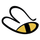 Black-and-yellow bee logo with stylized wings