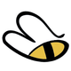 Black and yellow stylized bee logo with simple wing outlines