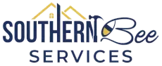 Southern Bee Services logo in navy and gold with stylized house and bee icon