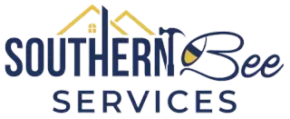 Southern Bee Services logo in navy and gold with stylized house and bee icon