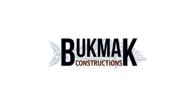BUKMAK CONSTRUCTIONS logo in black and gold on a white background