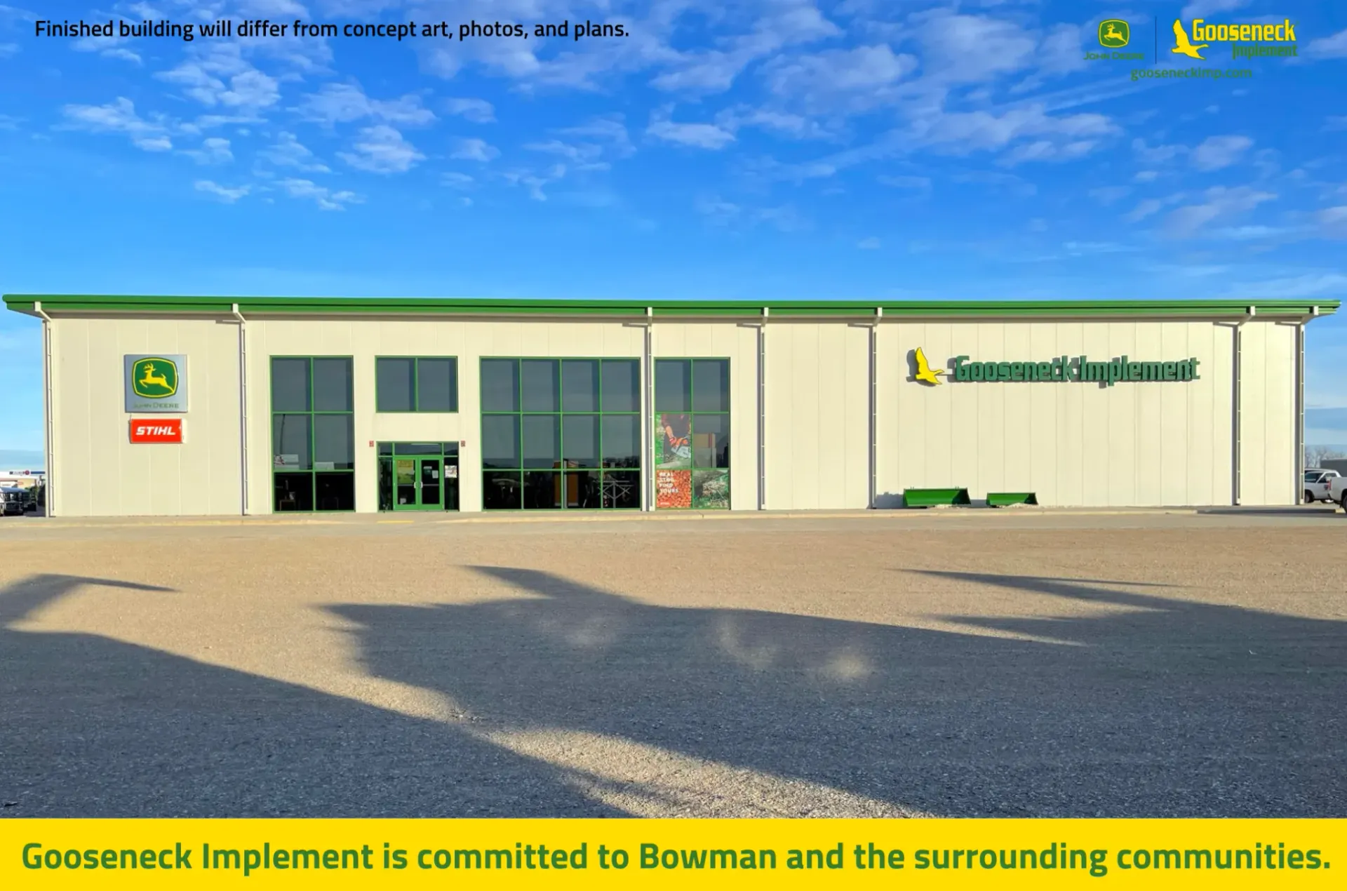 Concept art of new Bowman, North Dakota  Gooseneck Implement store