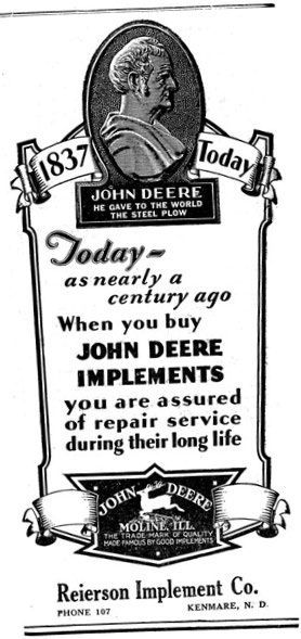 Back in ’36 . . . A John Deere ad as it appeared in an April 1936 issue of the Kenmare News.
