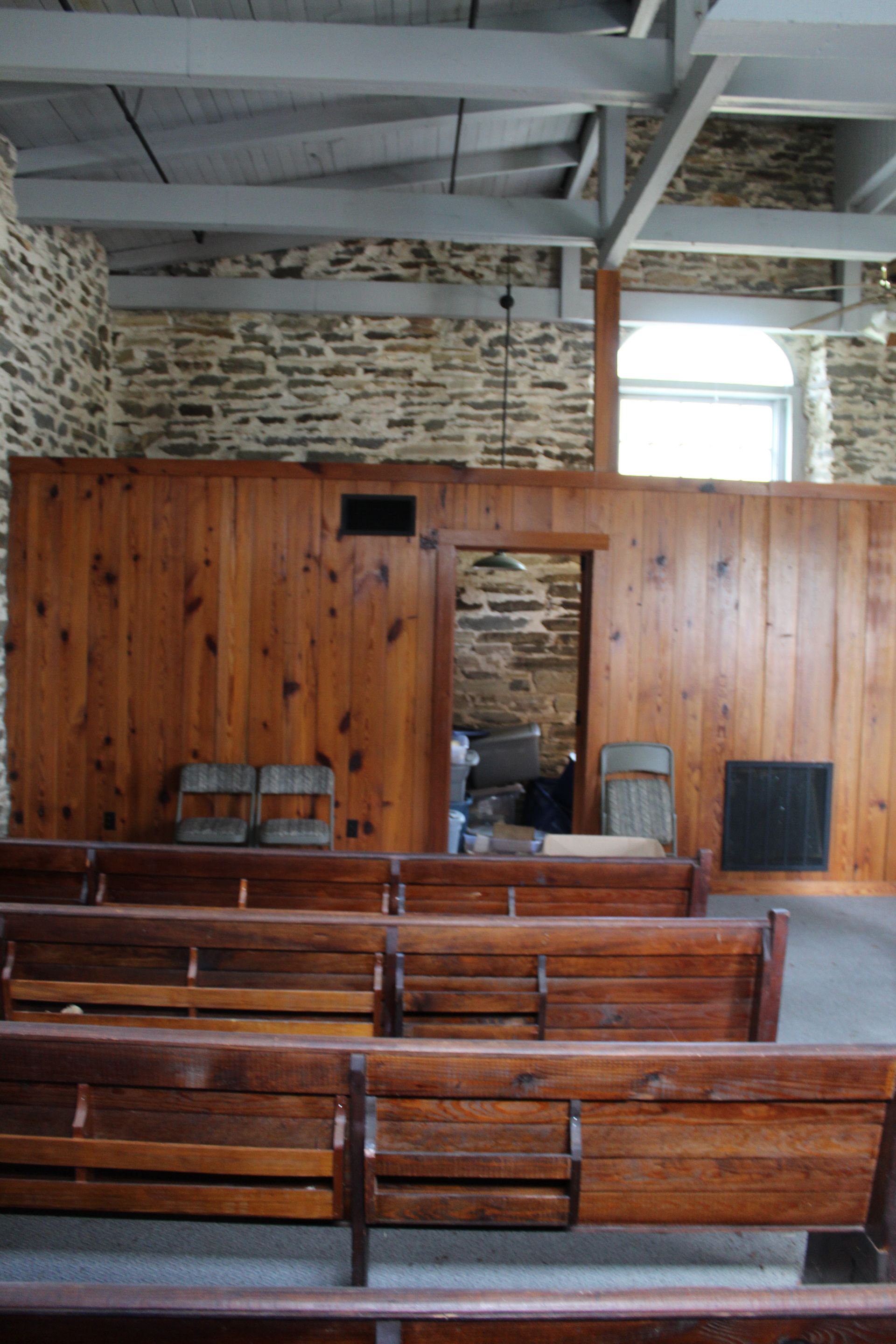 Finished woodwork is visible at the Tallassee historic boiler room