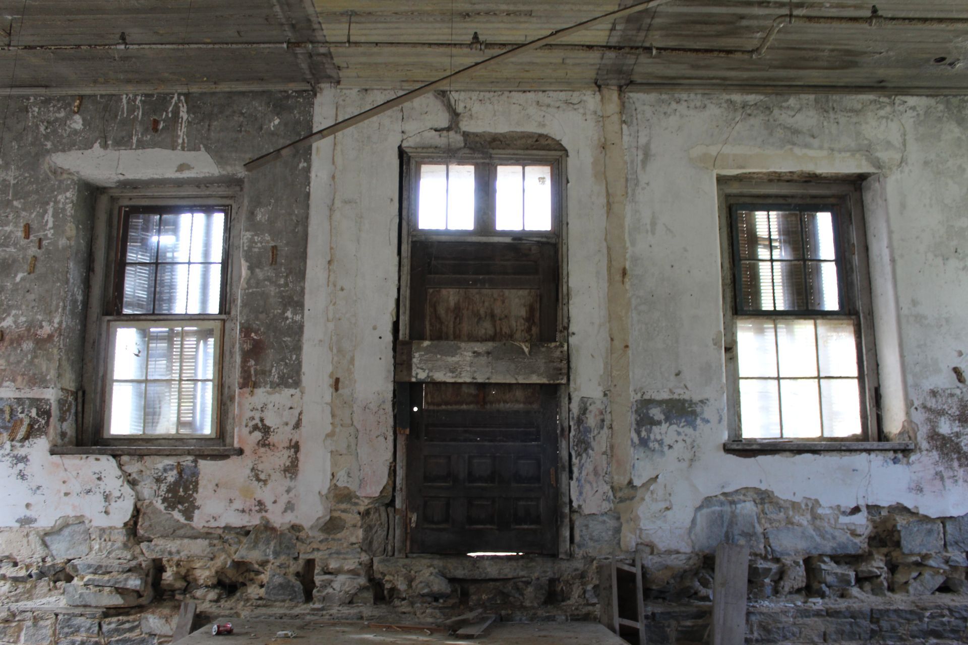 The stone interior of the Tallassee warehouse