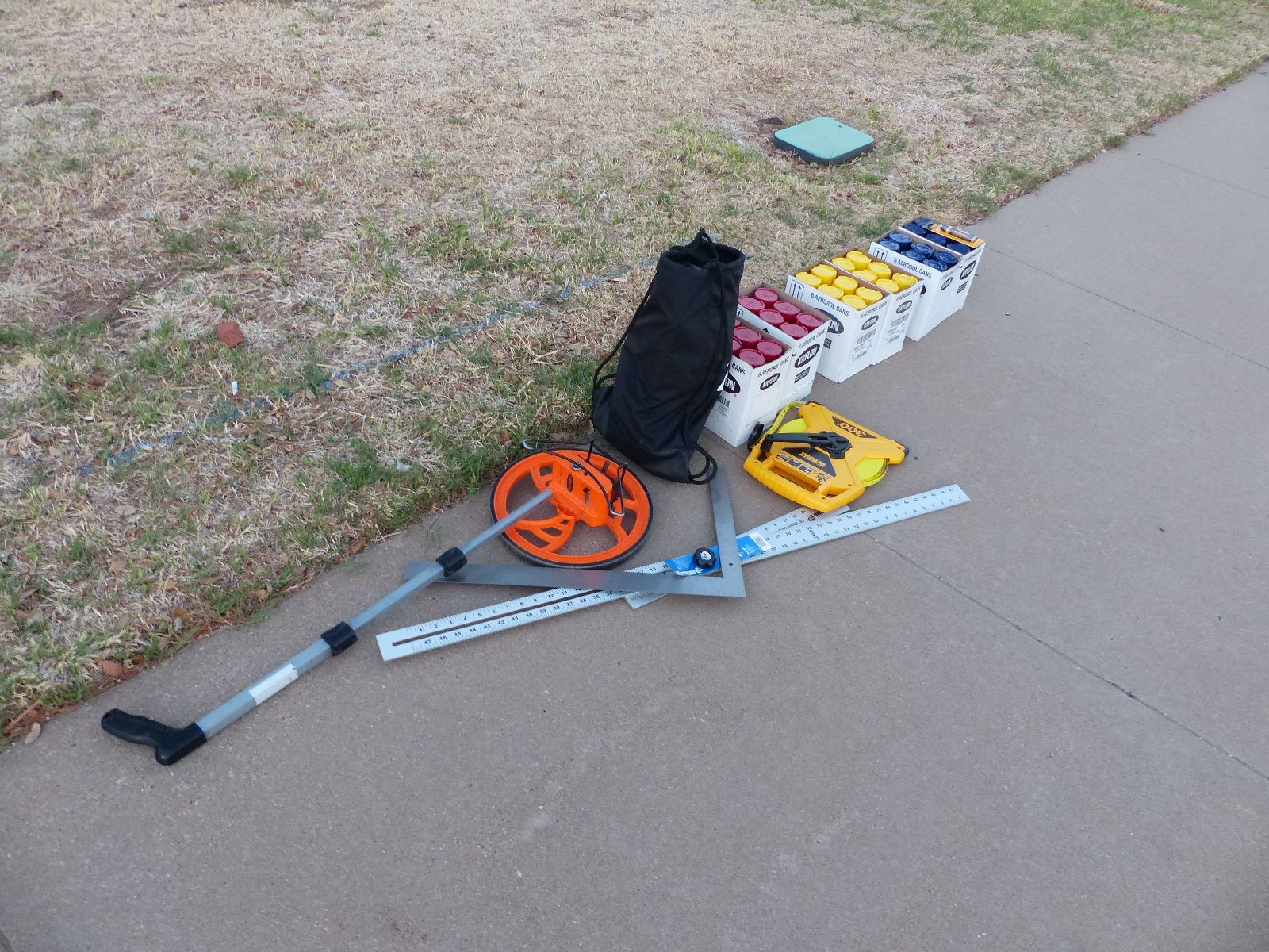 Roadeo materials and supplies on a sidewalk